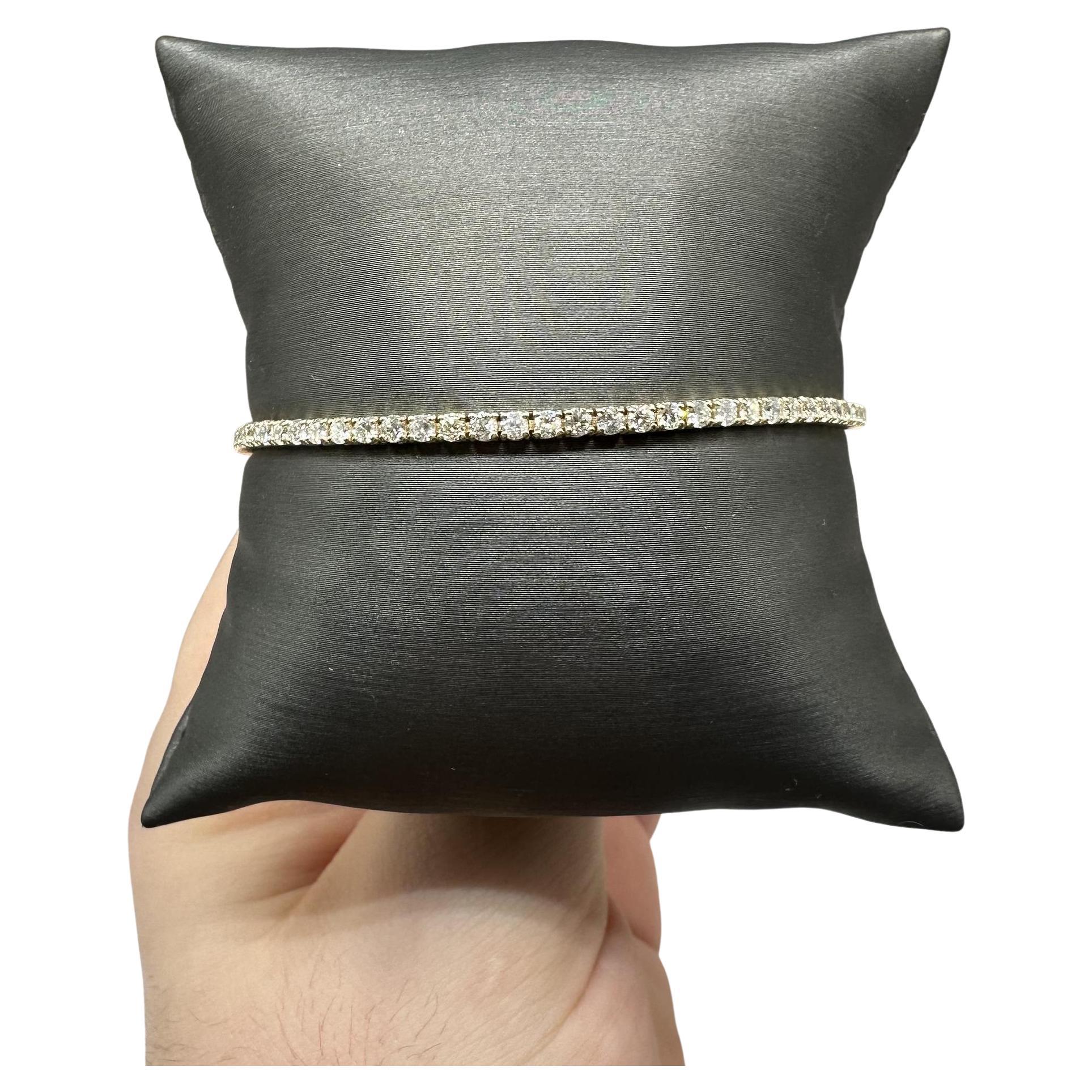 Natural Diamond Tennis Bracelet in 14kt Yellow Gold – 3.1ctw, 7in, New