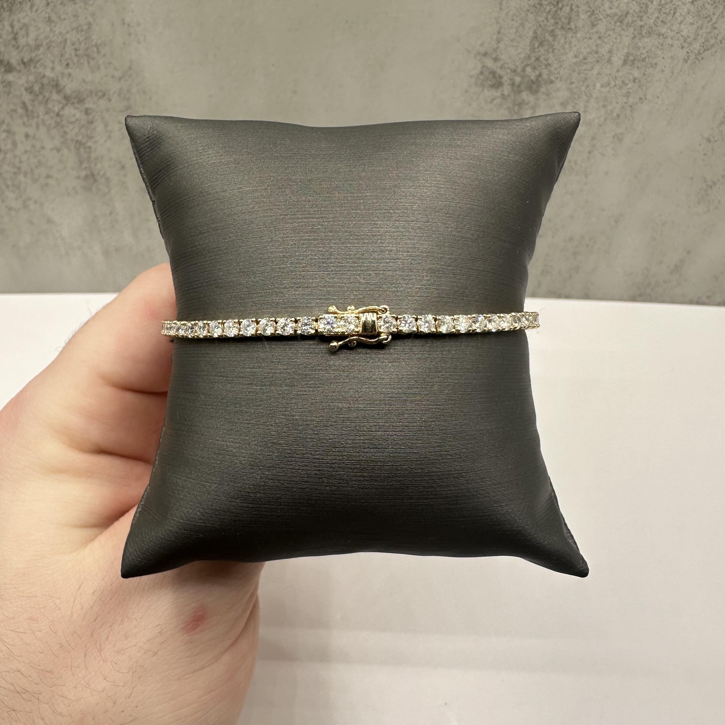 Natürliches Diamant-Tennisarmband aus 14kt Gelbgold - 4ct GH SI2-I1, 7