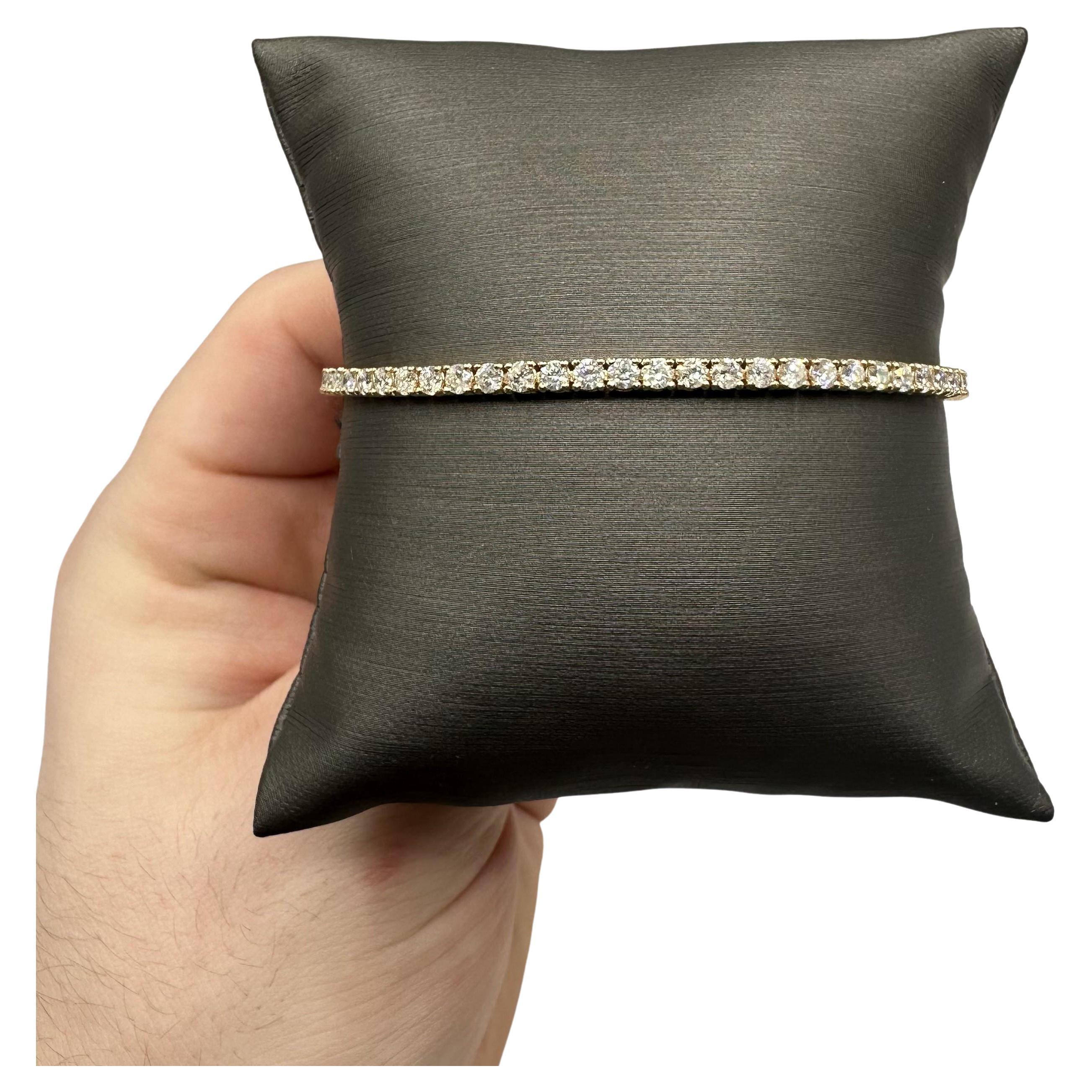 Natürliches Diamant-Tennisarmband aus 14kt Gelbgold - 4ct GH SI2-I1, 7" im Angebot