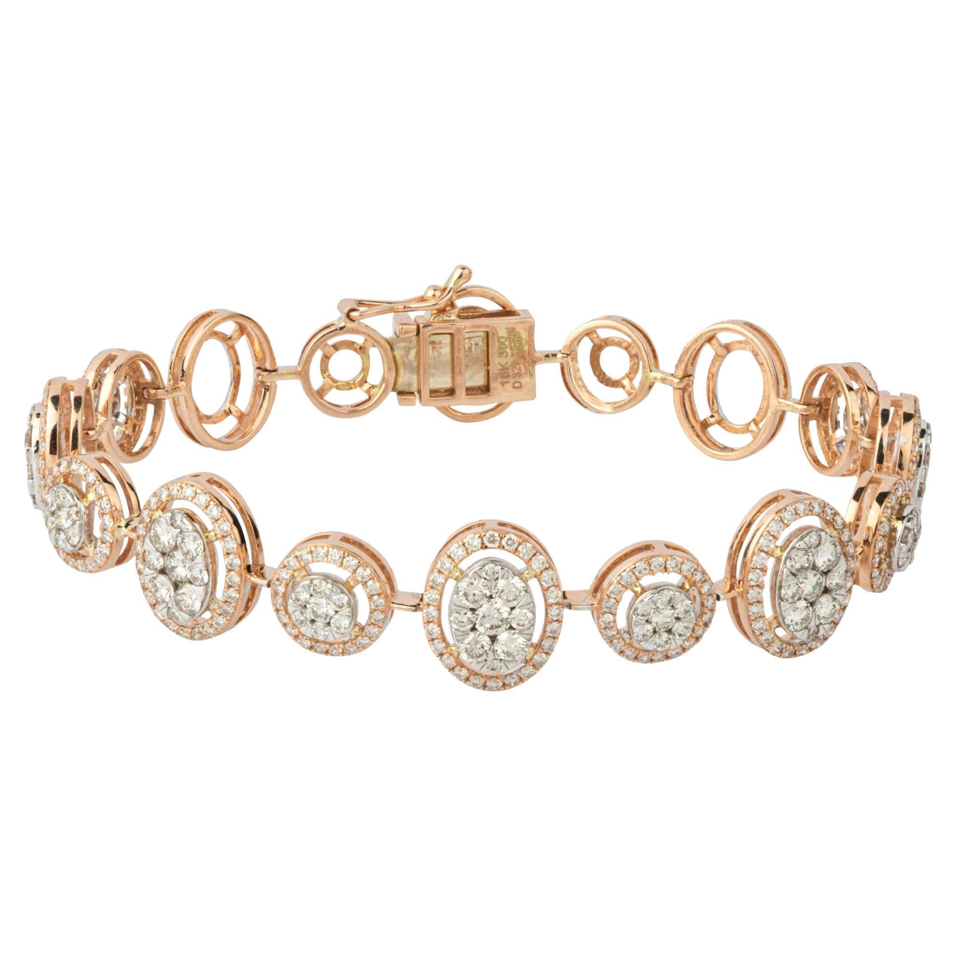 Natural diamond tennis bracelet in 18k For Sale