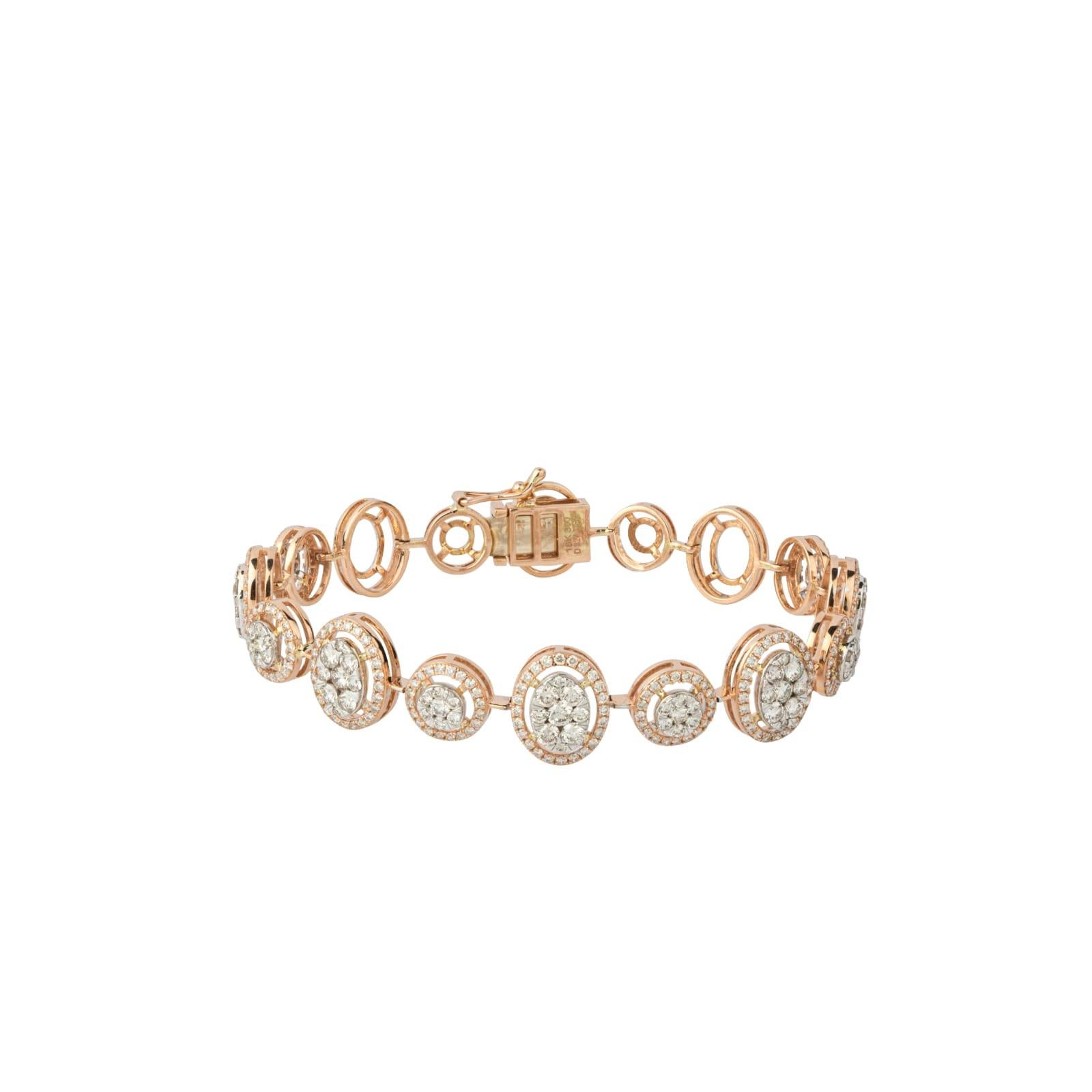 Taille mixte Bracelet tennis en or 18 carats avec diamants naturels en vente
