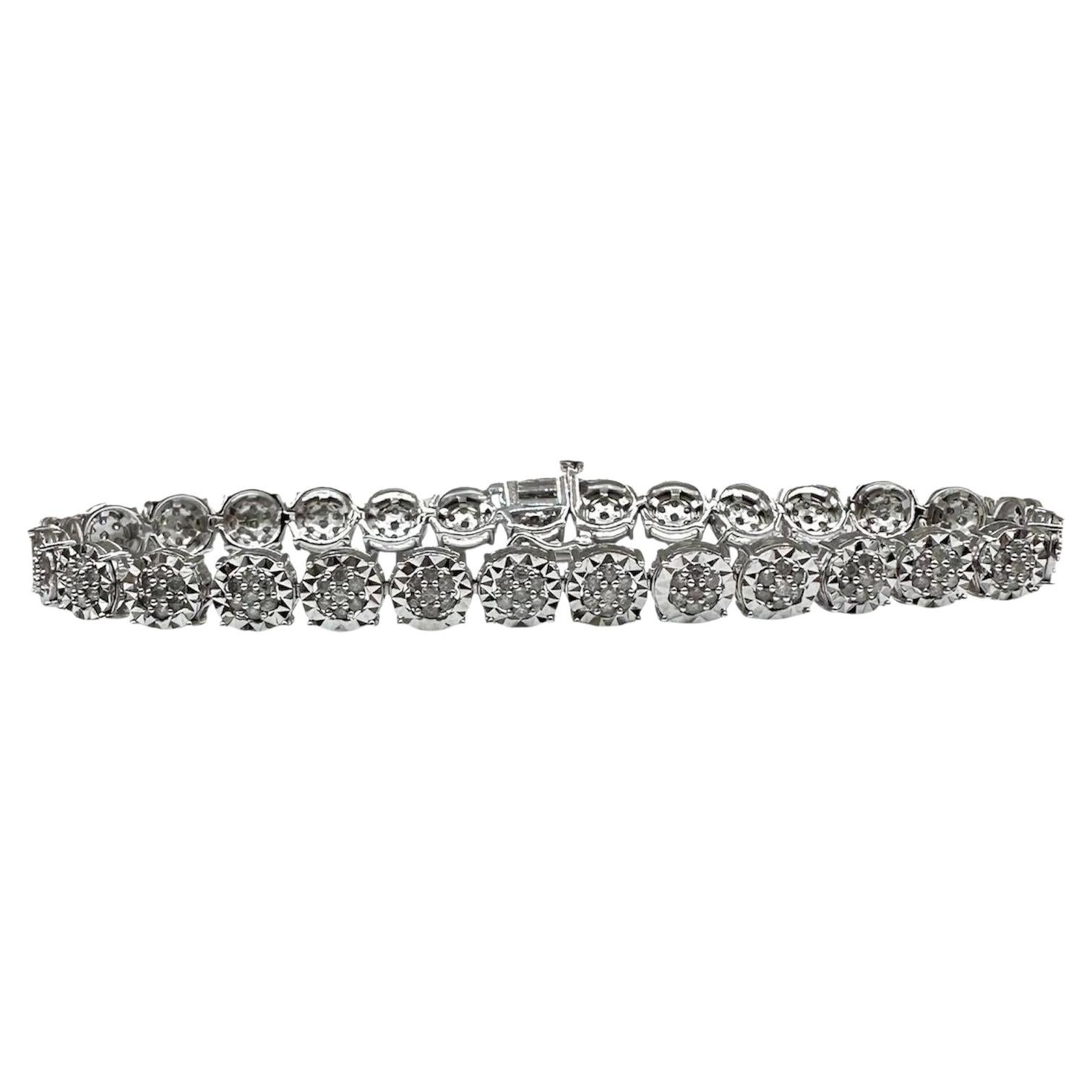 Pulsera de Tenis con Diamantes Naturales en Plata de Ley - 2ctw, 7 11/16in, Nuevo