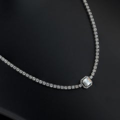 Natural Diamond Tennis Choker Wedding Necklace 14k White Gold Fine Jewelry 17"