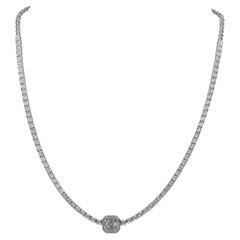 Collana da sposa a girocollo con diamanti naturali a effetto tennis, gioiello di alta gioielleria in oro bianco 14k, 17"