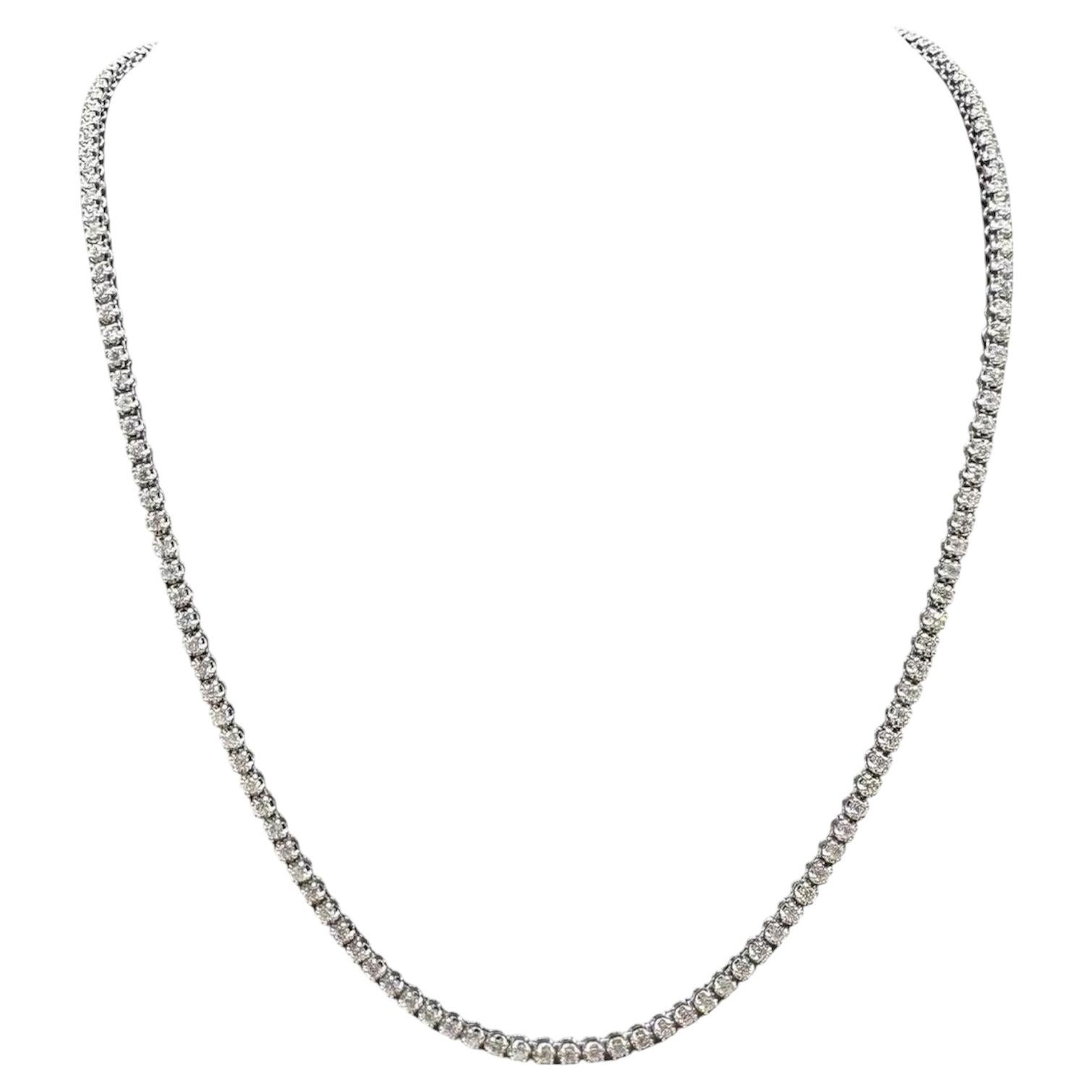 Natural Diamond Tennis Necklace 14K White Gold 3.3ctw 18in New