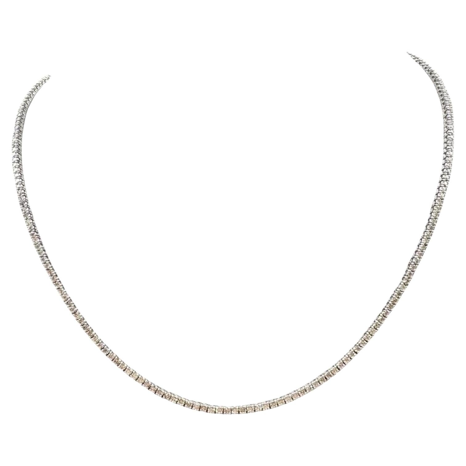 Natural Diamond Tennis Necklace 14K White Gold 4.01ctw 16.25in New For Sale