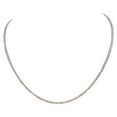 Natural Diamond Tennis Necklace 14K White Gold 4.01ctw 16.25in New