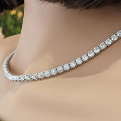 Natural Diamond Tennis Necklace 37.70cttw in 18k White Gold, 17.5"