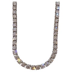 Natural Diamond Tennis Necklace 37.70cttw in 18k White Gold, 17.5"