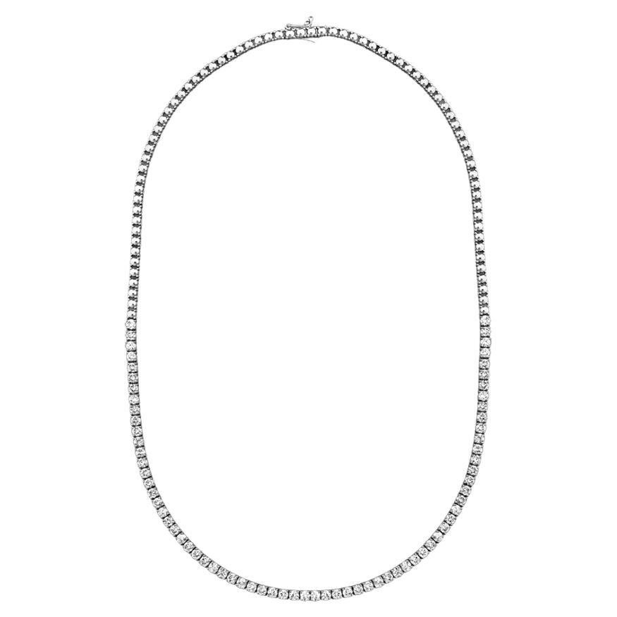 Natural Diamond Tennis Necklace 6.28 Ct. E Color White Gold  For Sale