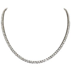 Natural Diamond Tennis Necklace in 14k White Gold, 18.03ctw, 4 prongs, 18' Inch