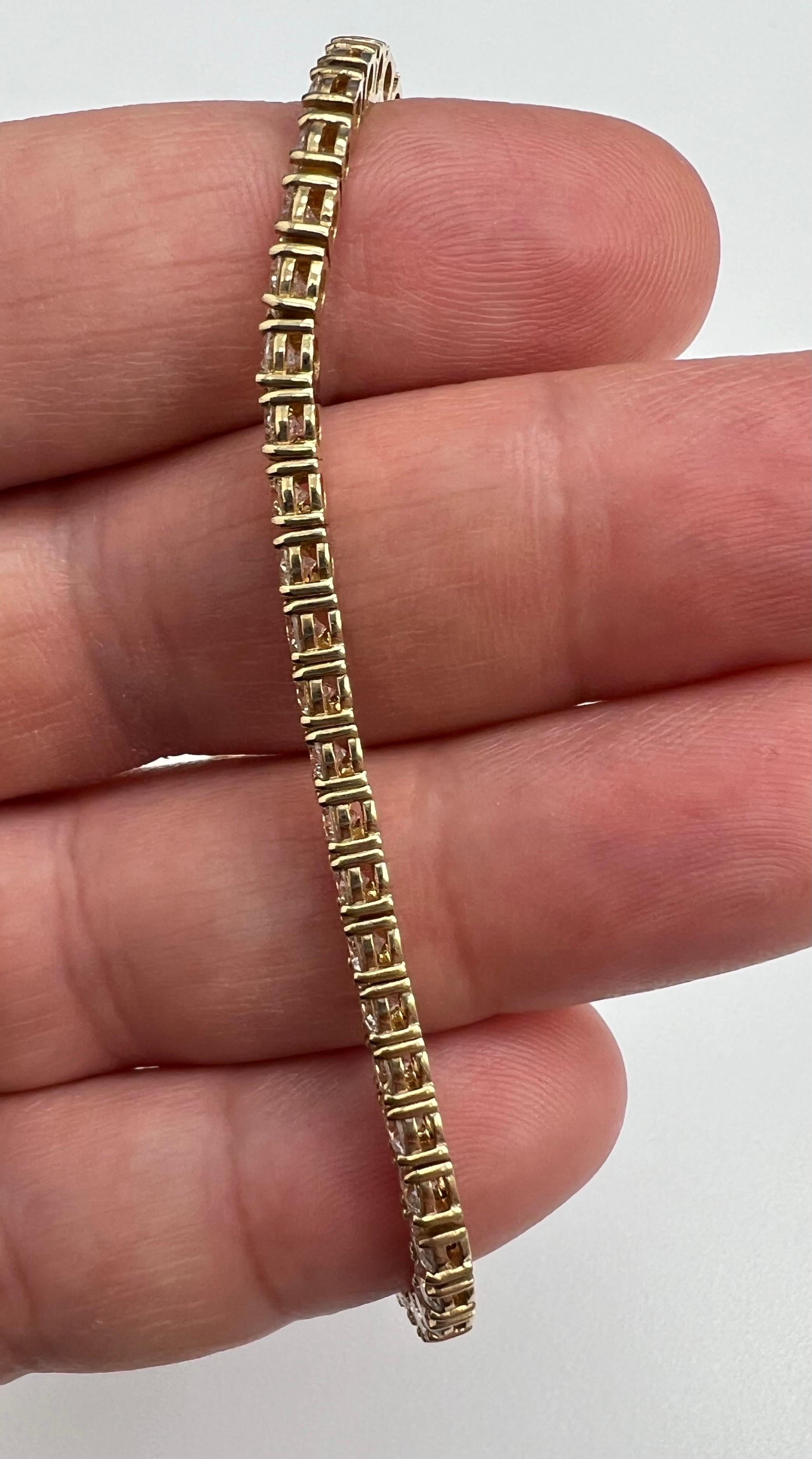 Natürliche Diamant-Tennis-Halskette in 14k Gelbgold, 18,03ctw, 4 Zacken, 18' Inch für Damen oder Herren im Angebot