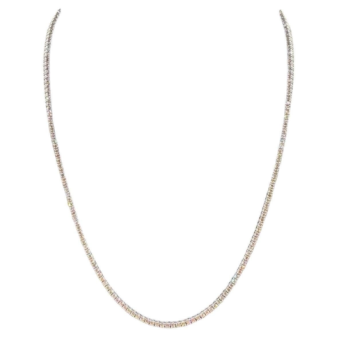Collier tennis en or blanc 14 carats avec diamants naturels de 3,23 carats poids total GH SI, 16 pouces
