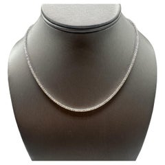 Natural Diamond Tennis Necklace in 14kt White Gold – 4.01ctw, 16.25in, New
