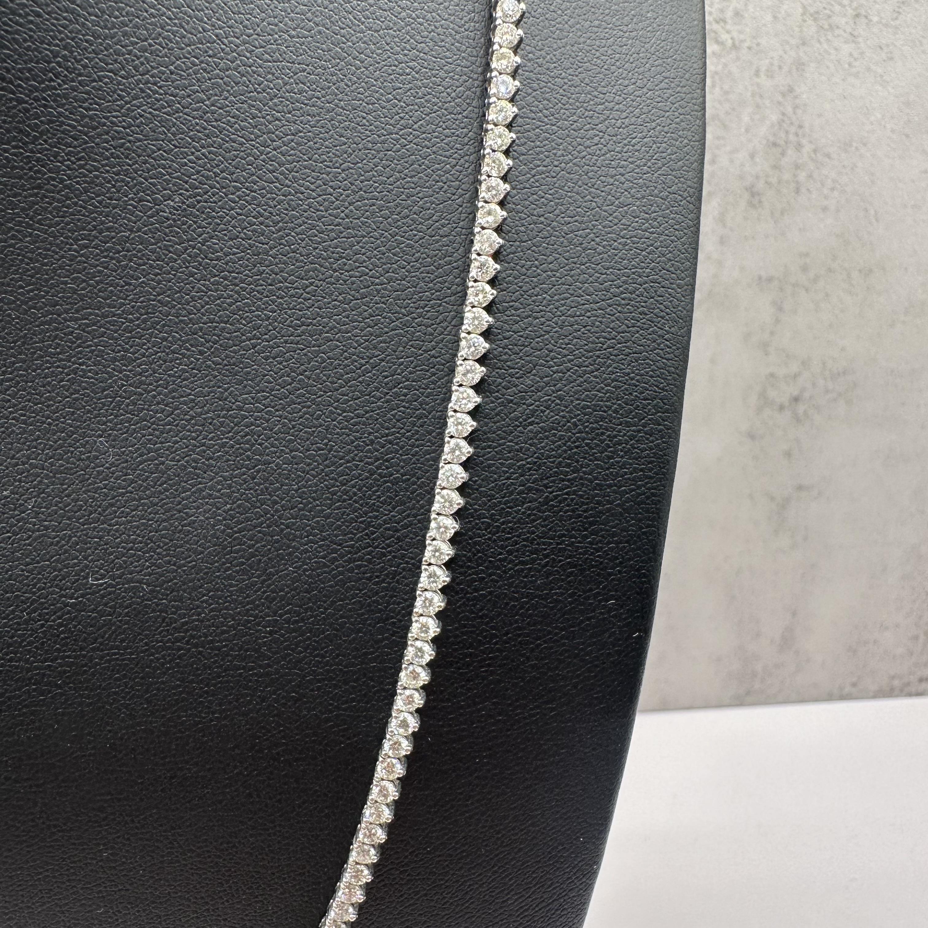 Taille ronde Collier de tennis en or blanc 14kt et diamants naturels -7.67ctw Diamonds, 20