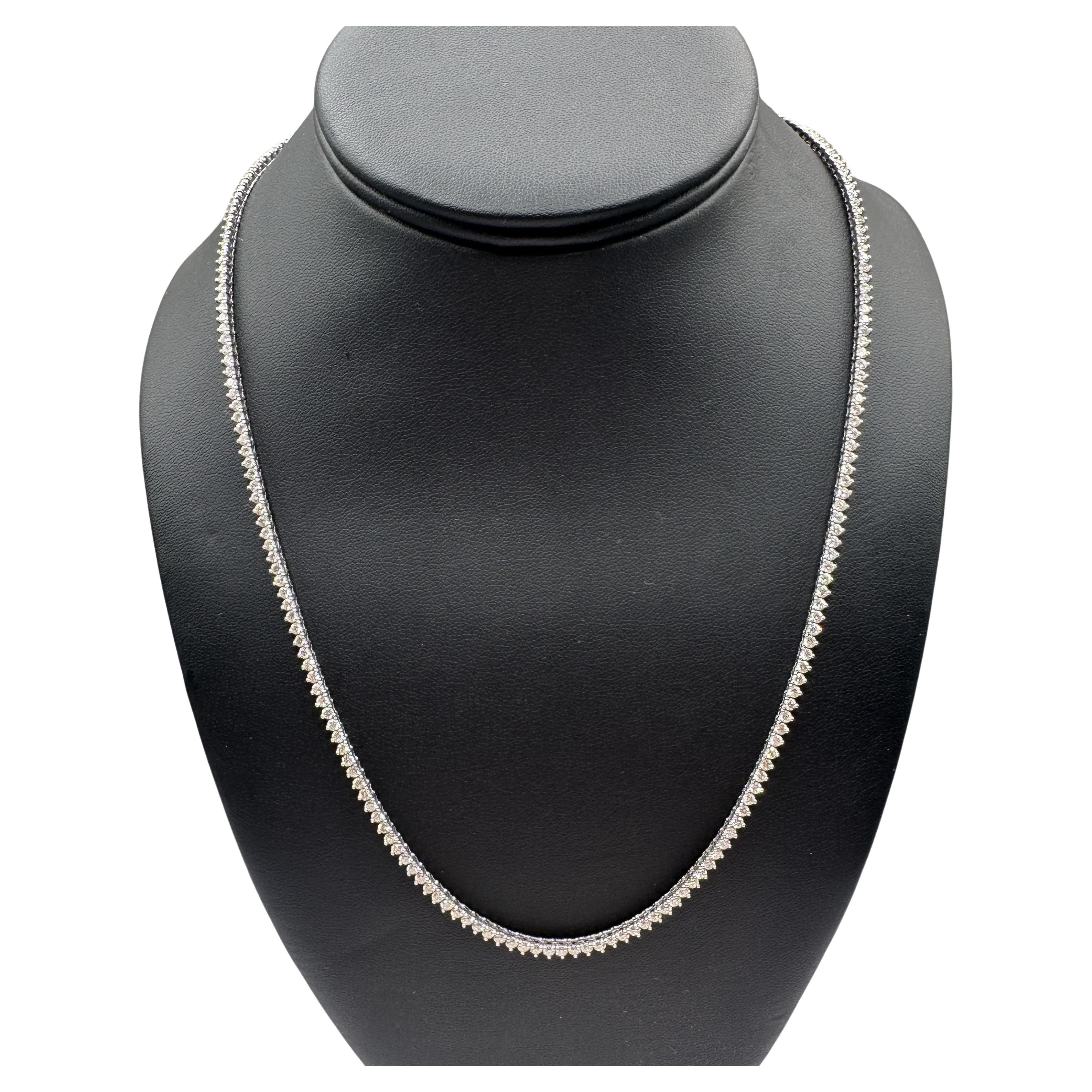 Natürliche Diamant-Tennis-Halskette in 14kt Weißgold -7,67ctw Diamanten, 20" Länge