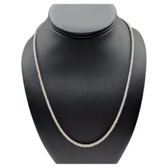 Natural Diamond Tennis Necklace in 14kt White Gold –7.67ctw Diamonds, 20" Length