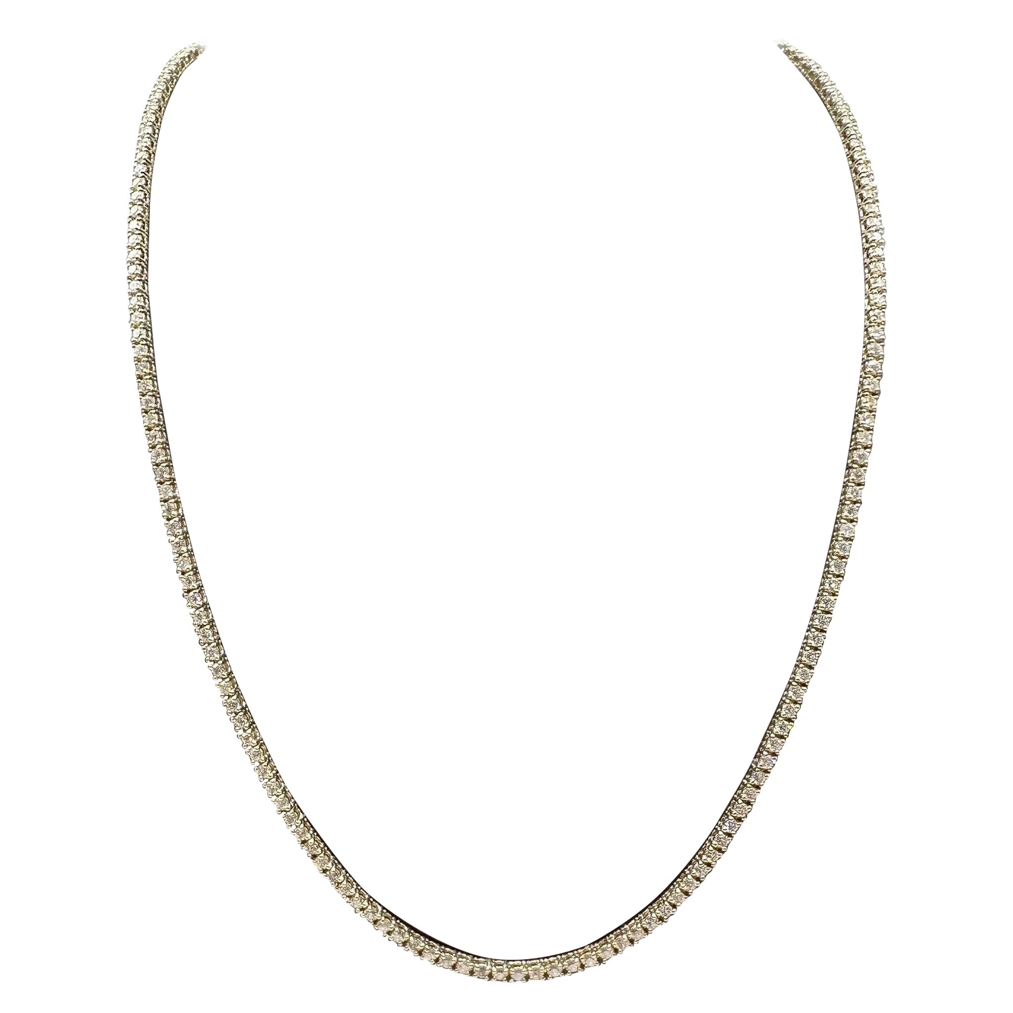 Collier de tennis en or jaune 14kt et diamants naturels - 3.5ctw, 16in, New