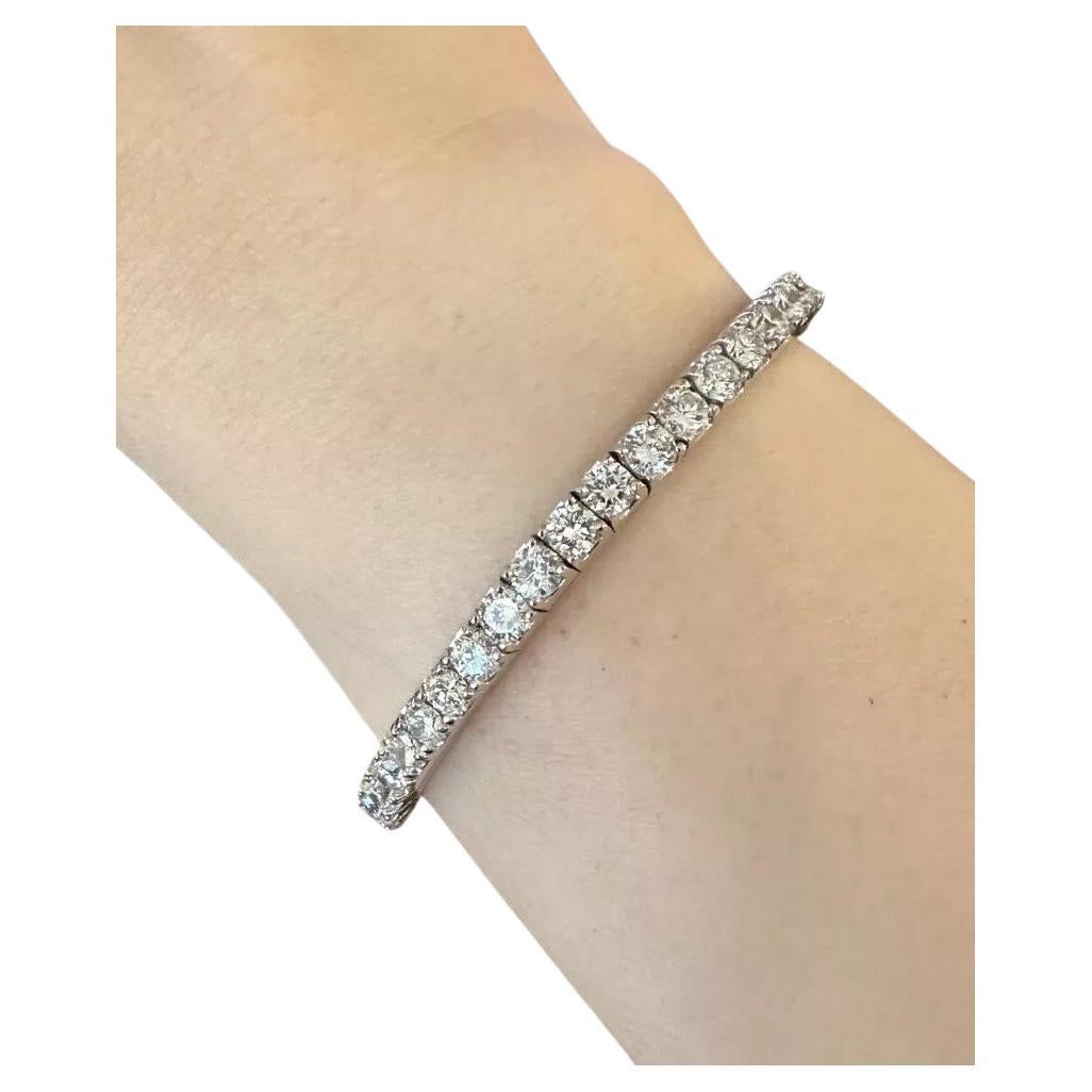 Bracciale Tennis Stretch con diamanti naturali 10,68 carati di peso totale in oro bianco 14k in vendita