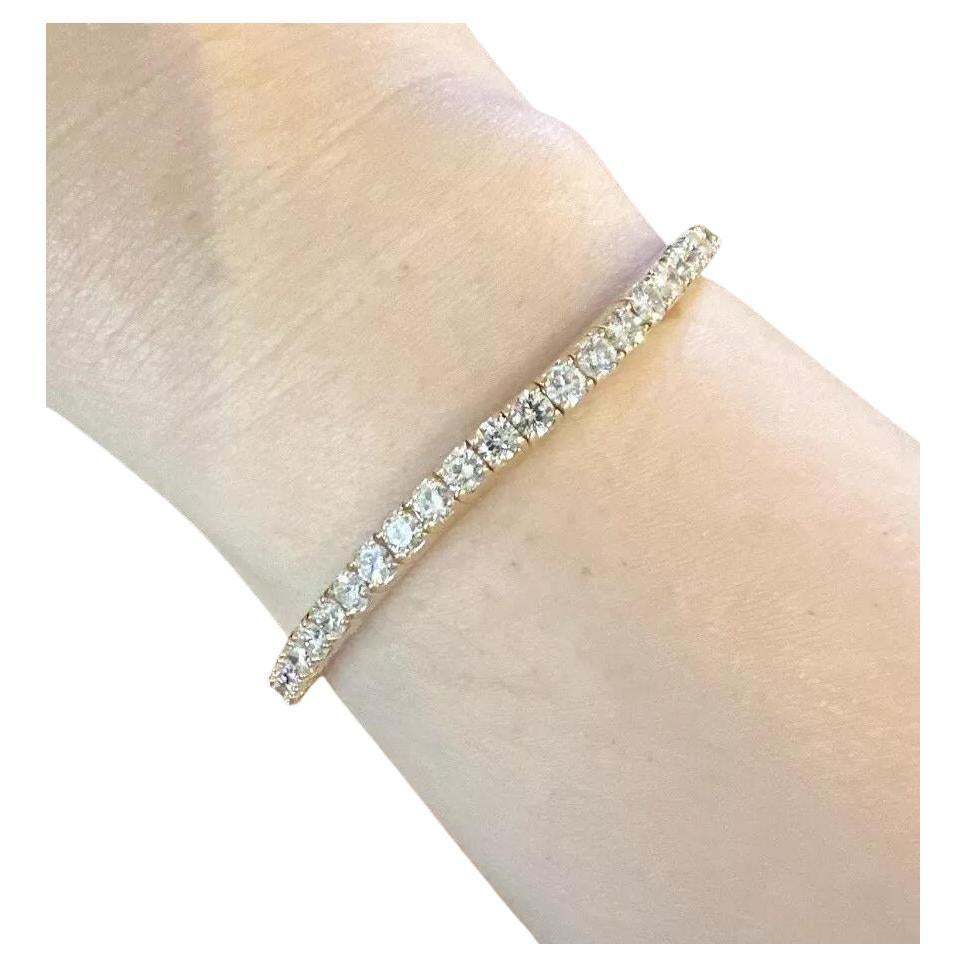 Bracciale tennis con diamanti naturali, peso totale 7,72 carati, oro giallo 14k