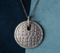 Natural Diamond Textured Pendant 925 Sterling Silver Circle Diamond Party Gift.