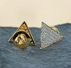 Natural Diamond Triangle Shape Stud Earring 14k Gold SI Clarity G Color Diamond