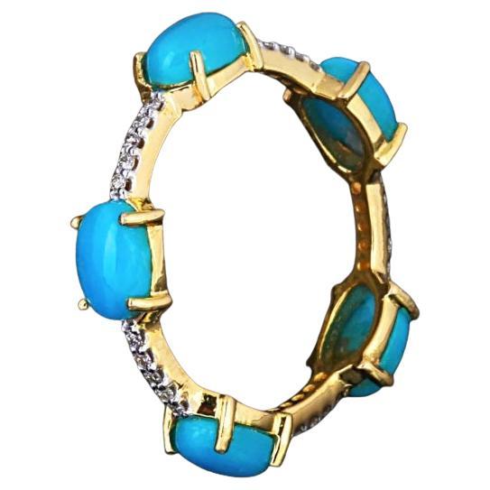 Natural Diamond & Turquoise Ring 14K gold