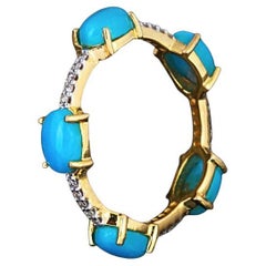 Natural Diamond & Turquoise Ring 14K gold