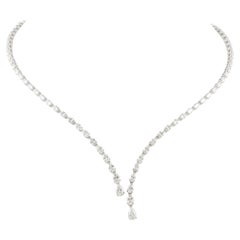 Natural Diamond Twin Spiral Drop Necklace, 6.06 Ct, 18K White Gold, Wedding Gift