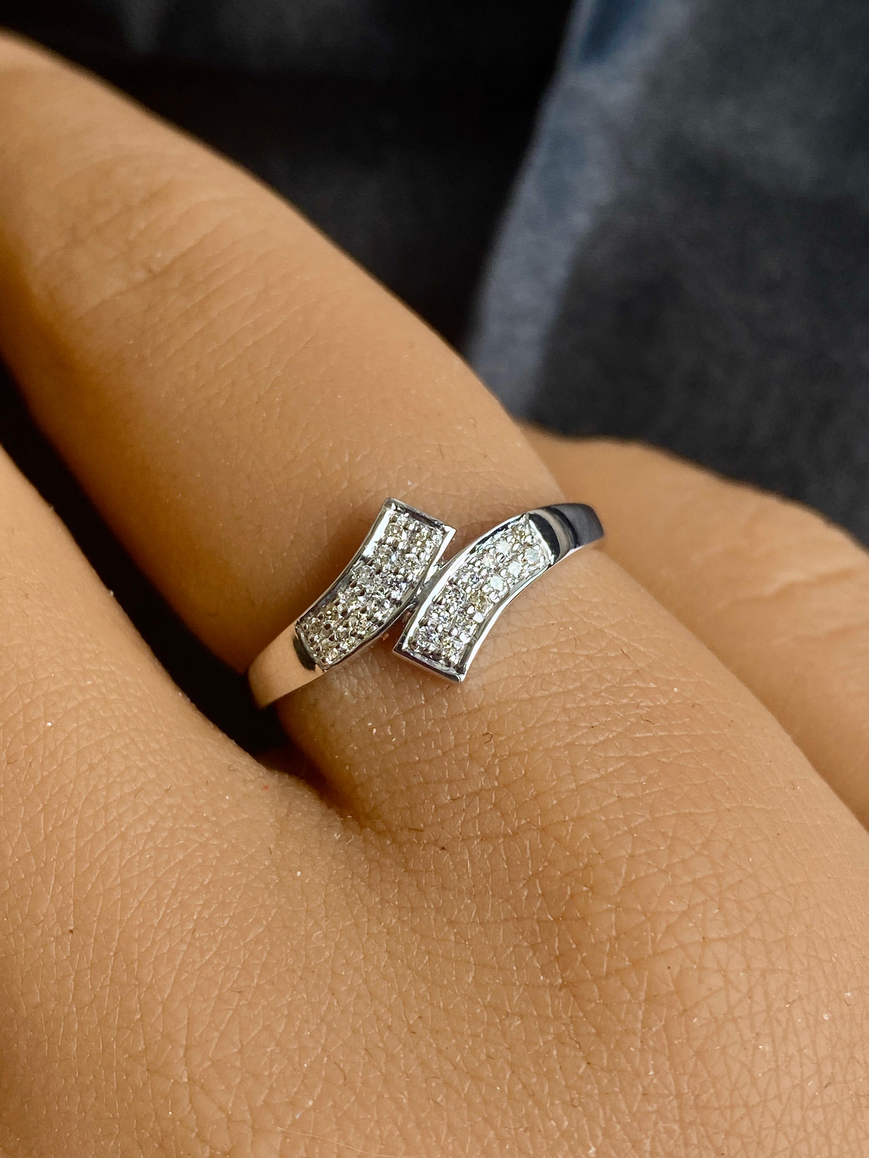 Natural Diamond Twist Ring, Diamond Statement Ring, Minimalist Diamond Band 14k For Sale 3