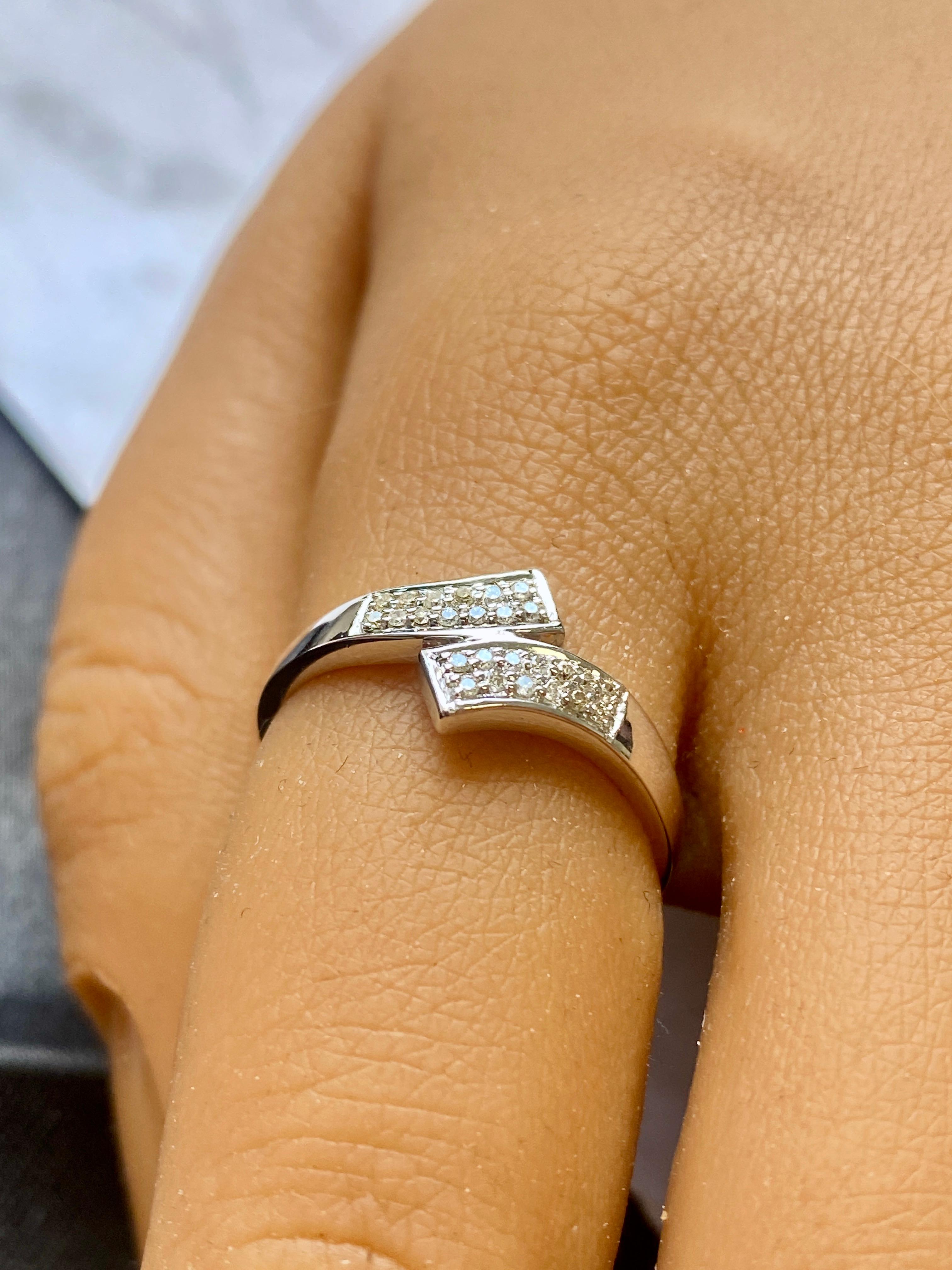 Natural Diamond Twist Ring, Diamond Statement Ring, Minimalist Diamond Band 14k For Sale 4