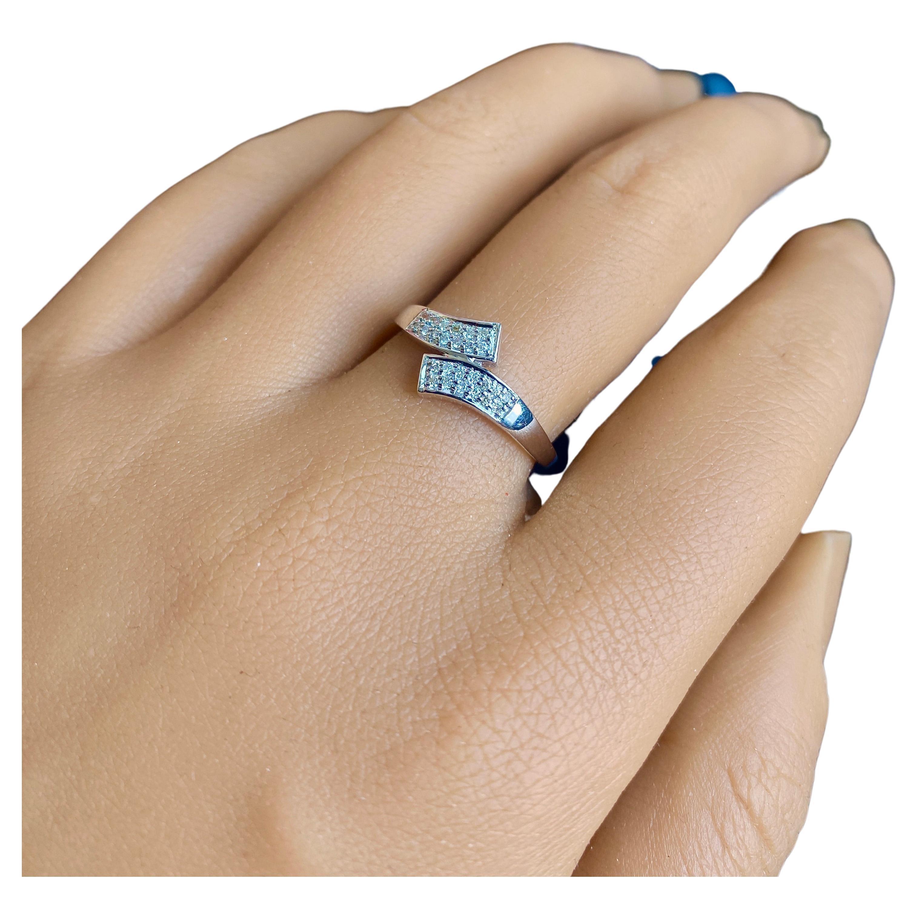 Natural Diamond Twist Ring, Diamond Statement Ring, Minimalist Diamond Band 14k For Sale