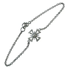 Bracciale a catena con diamante naturale in stile vittoriano in argento 925.