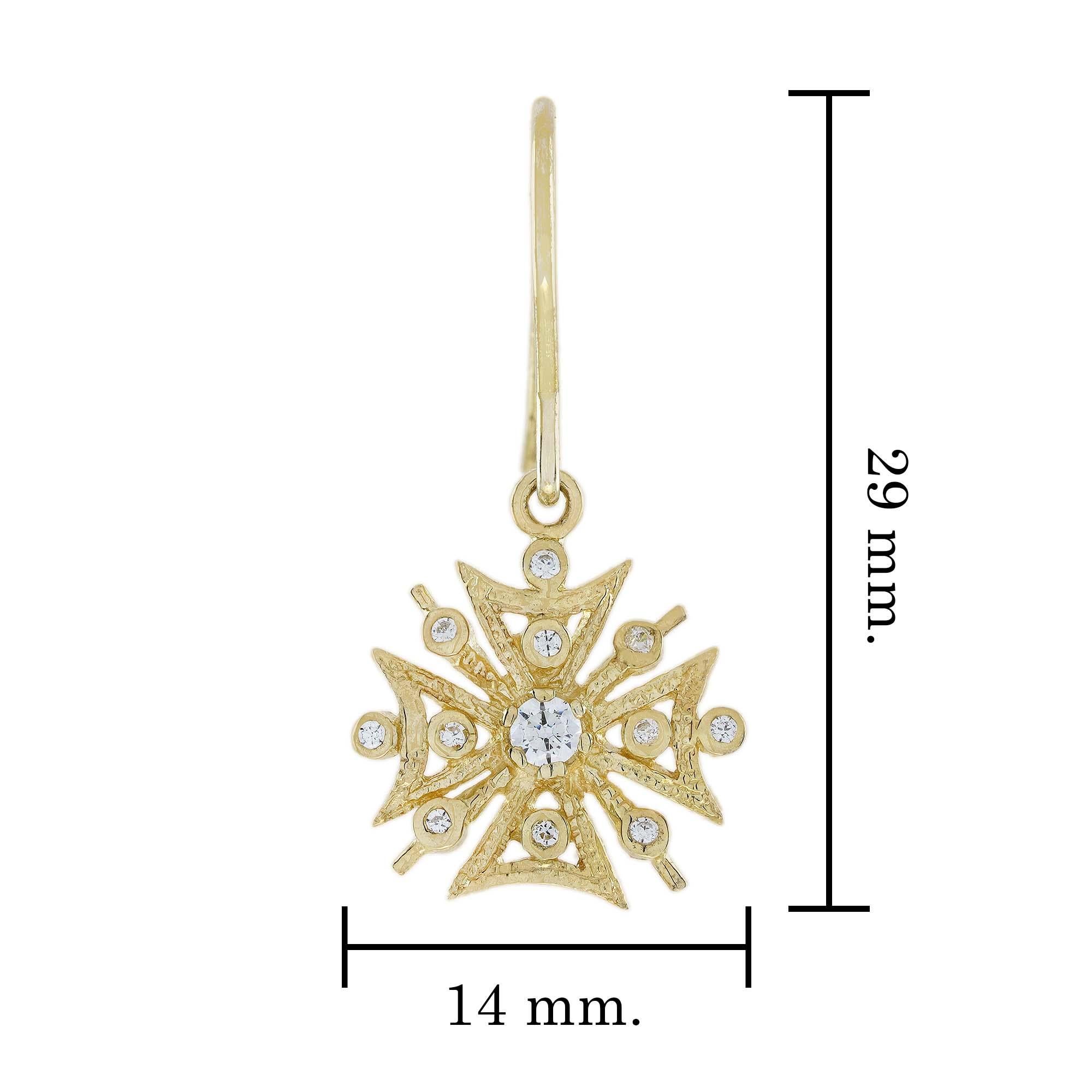 Natürliche Diamant-Tropfen-Ohrringe im Vintage-Stil aus massivem 9K Gelbgold im Zustand „Neu“ im Angebot in Bangkok, TH