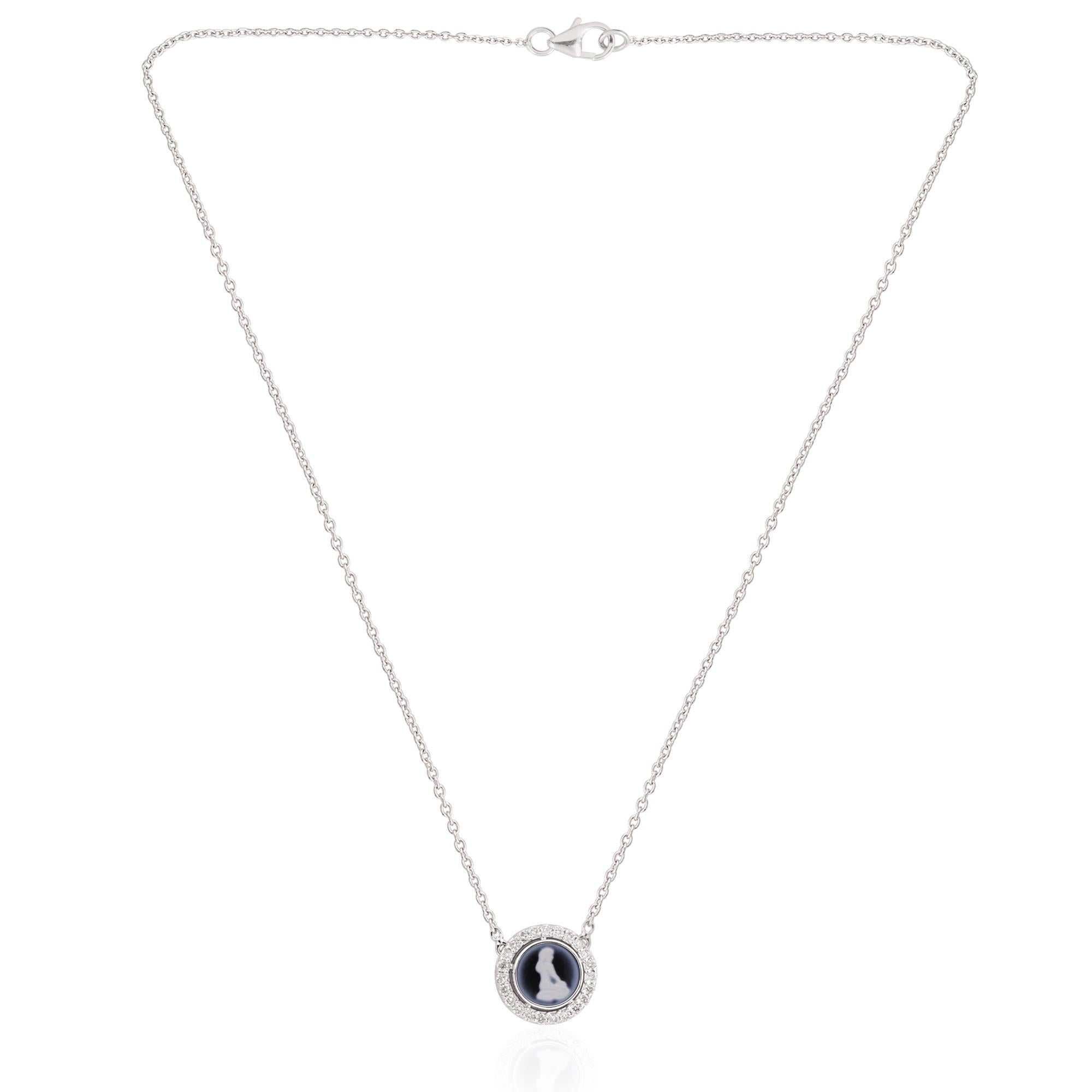 Round Cut Natural Diamond Virgo Zodiac Sign Charm Pendant Gemstone Necklace 14k White Gold For Sale