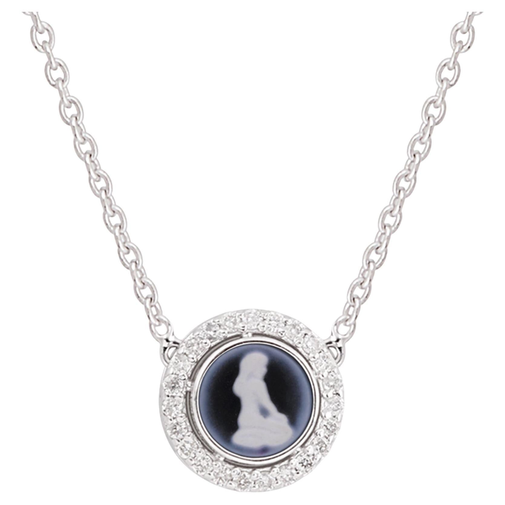 Diamante Natural Colgante Encanto Signo del Zodiaco Virgo Collar de Piedras Preciosas Oro Blanco 14k en venta
