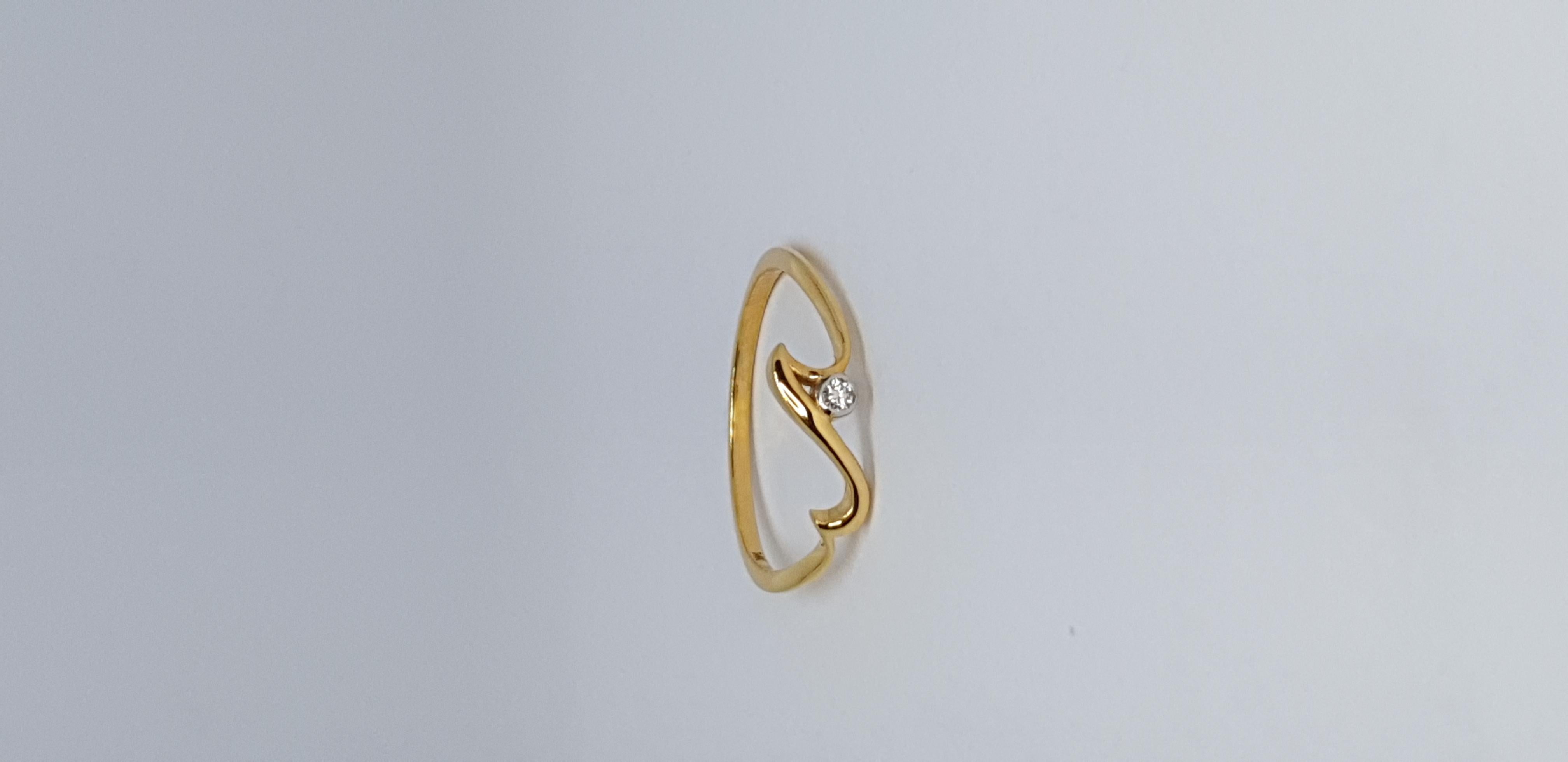 For Sale:  Natural Diamond Wave Ring 14K Solid Gold Dainty Ocean Lover Jewelry Gift. 11