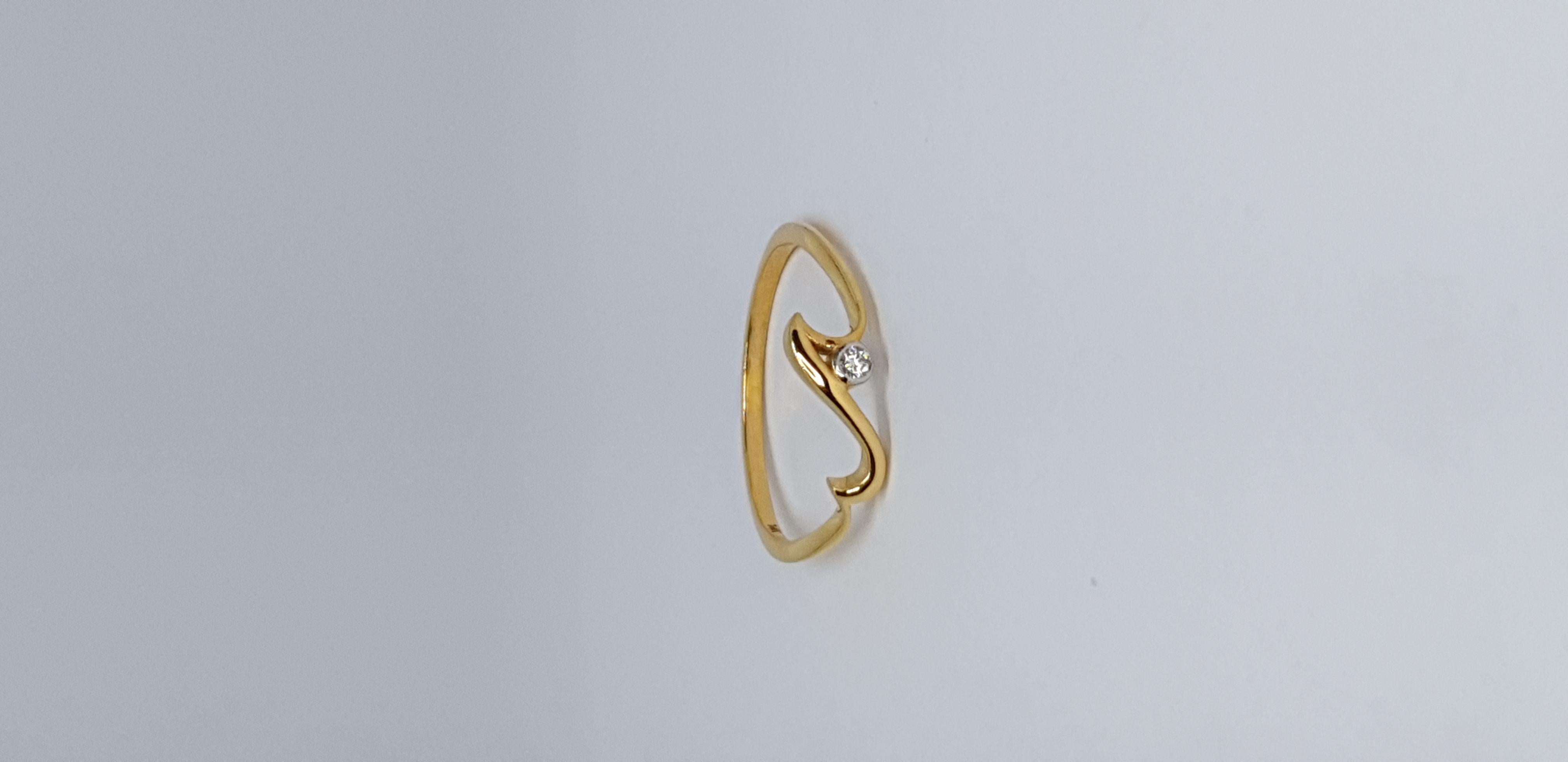 For Sale:  Natural Diamond Wave Ring 14K Solid Gold Dainty Ocean Lover Jewelry Gift. 12
