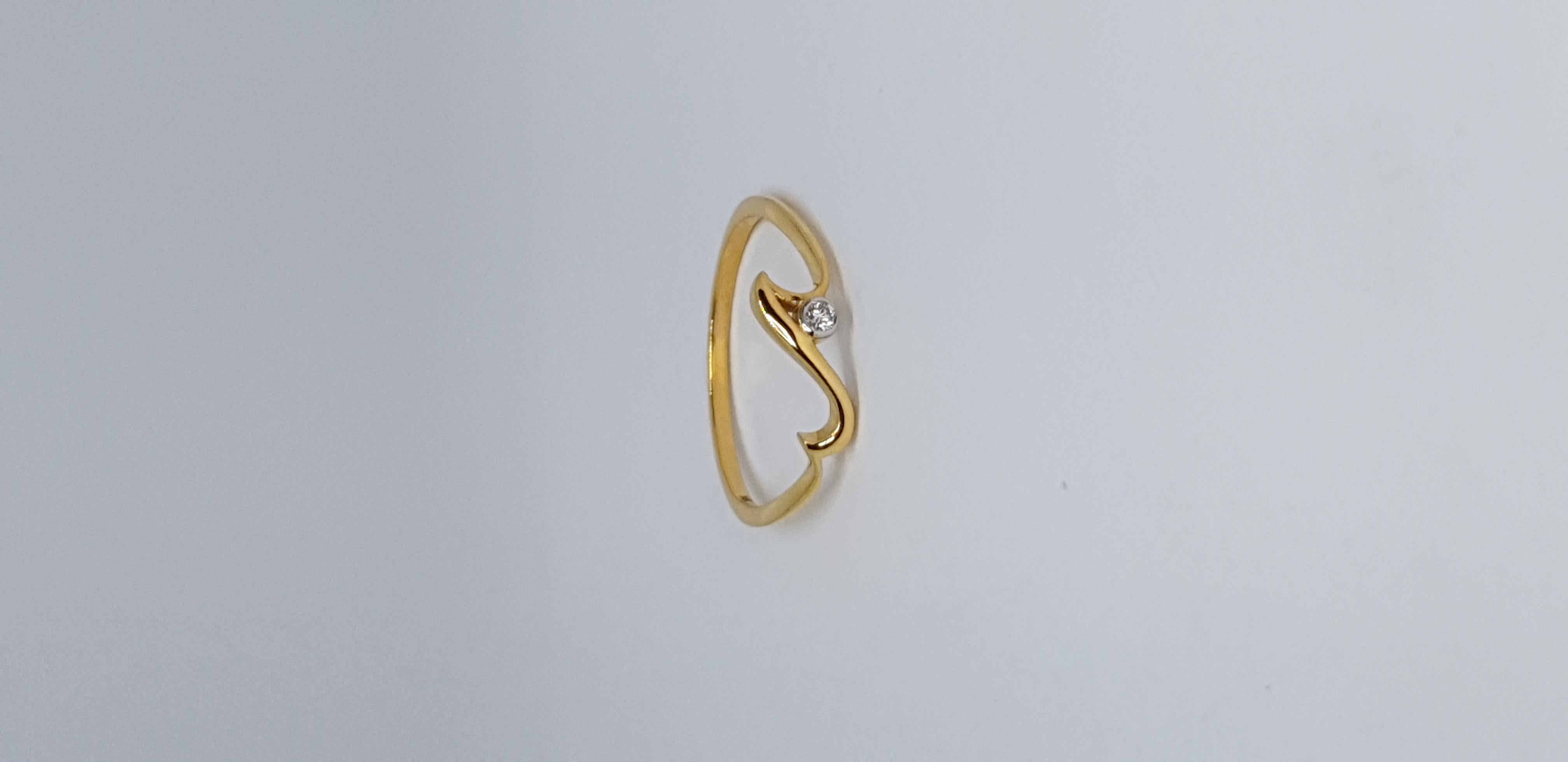 Im Angebot: natürlicher Diamant Wave Ring 14K massives Gold Dainty Ocean Lover Jewelry Geschenk. () 13