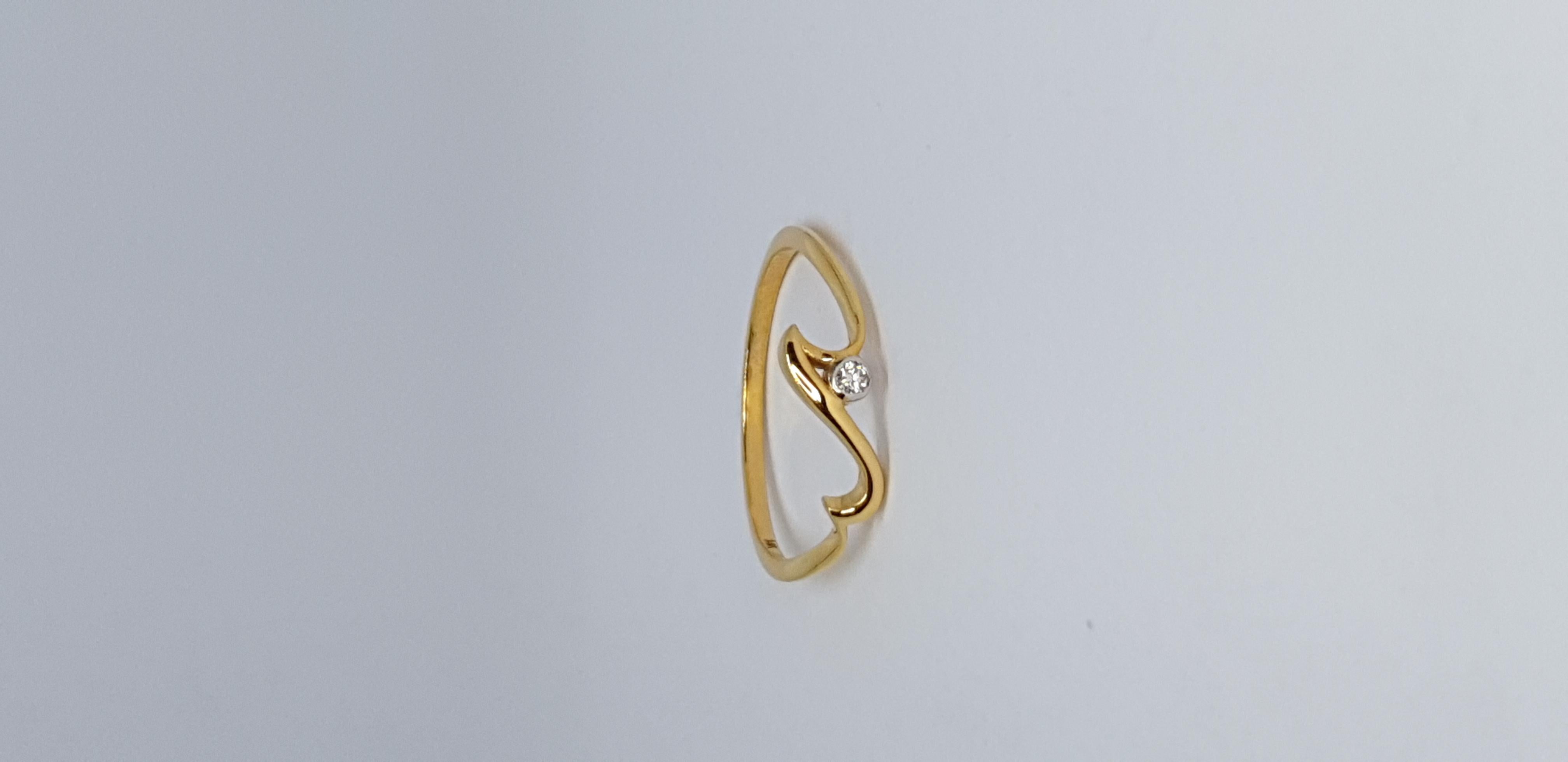 For Sale:  Natural Diamond Wave Ring 14K Solid Gold Dainty Ocean Lover Jewelry Gift. 14