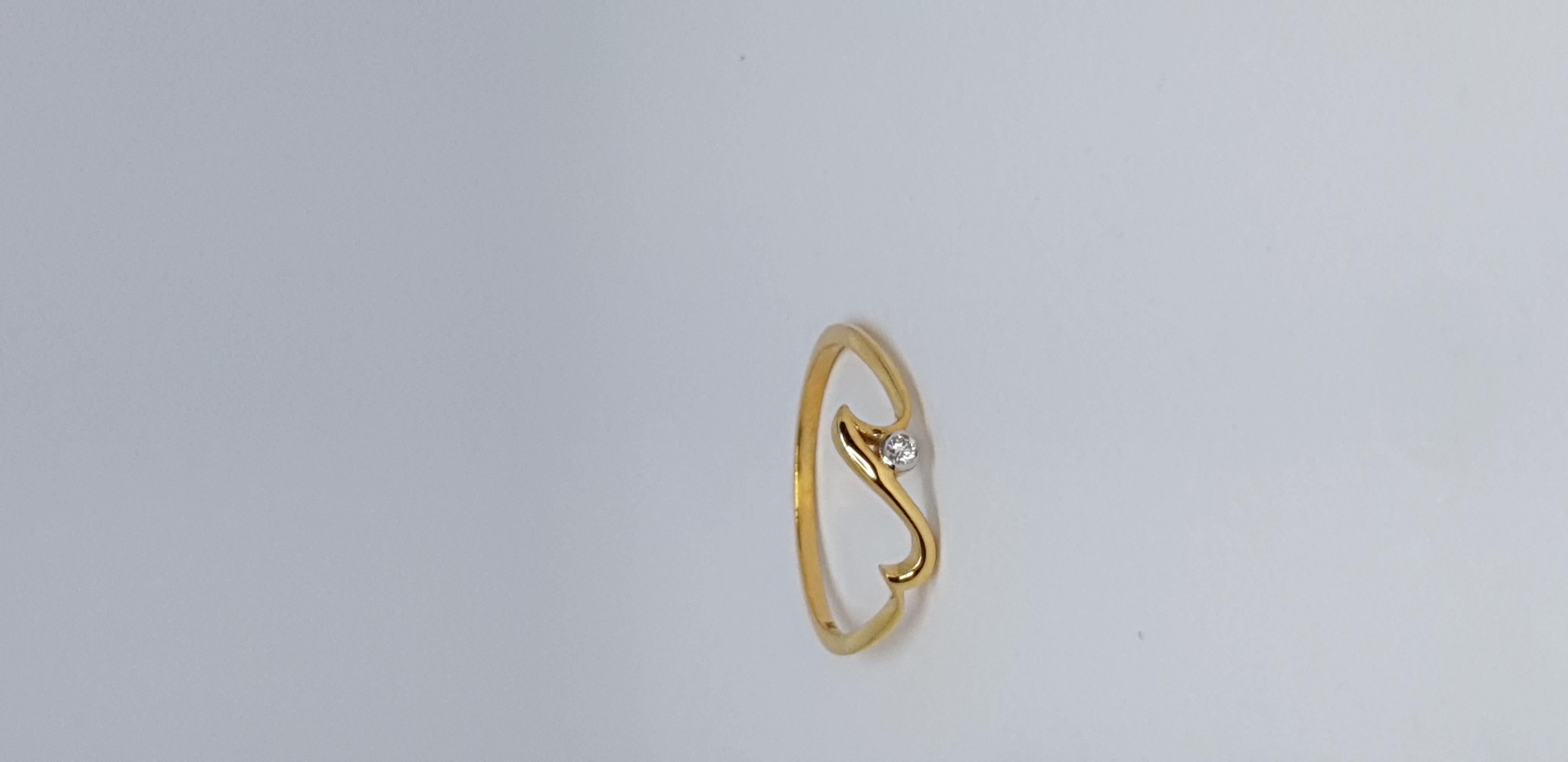 For Sale:  Natural Diamond Wave Ring 14K Solid Gold Dainty Ocean Lover Jewelry Gift. 9