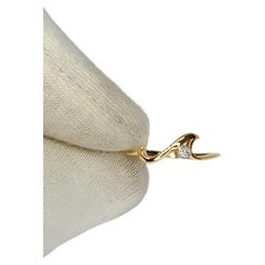 Natural Diamond Wave Ring 14K Solid Gold Dainty Ocean Lover Jewelry Gift.