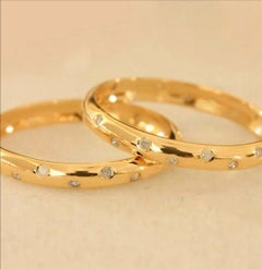 Natural Diamond Wedding Band 14k Gold Eternity Band Ring Handmade Wedding Gift.