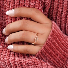 Natural Diamond Wedding Band 14k Gold Minimalist Twig Engagement Ring For Women.