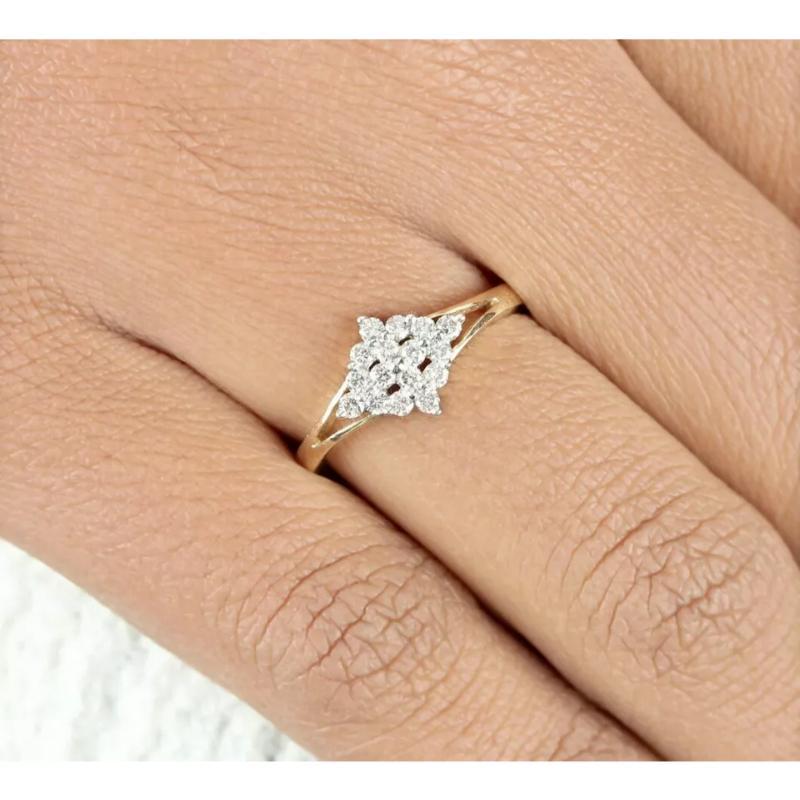 Alianza de Diamante Natural Oro de 14k Alta Joyería Corte redondo en venta