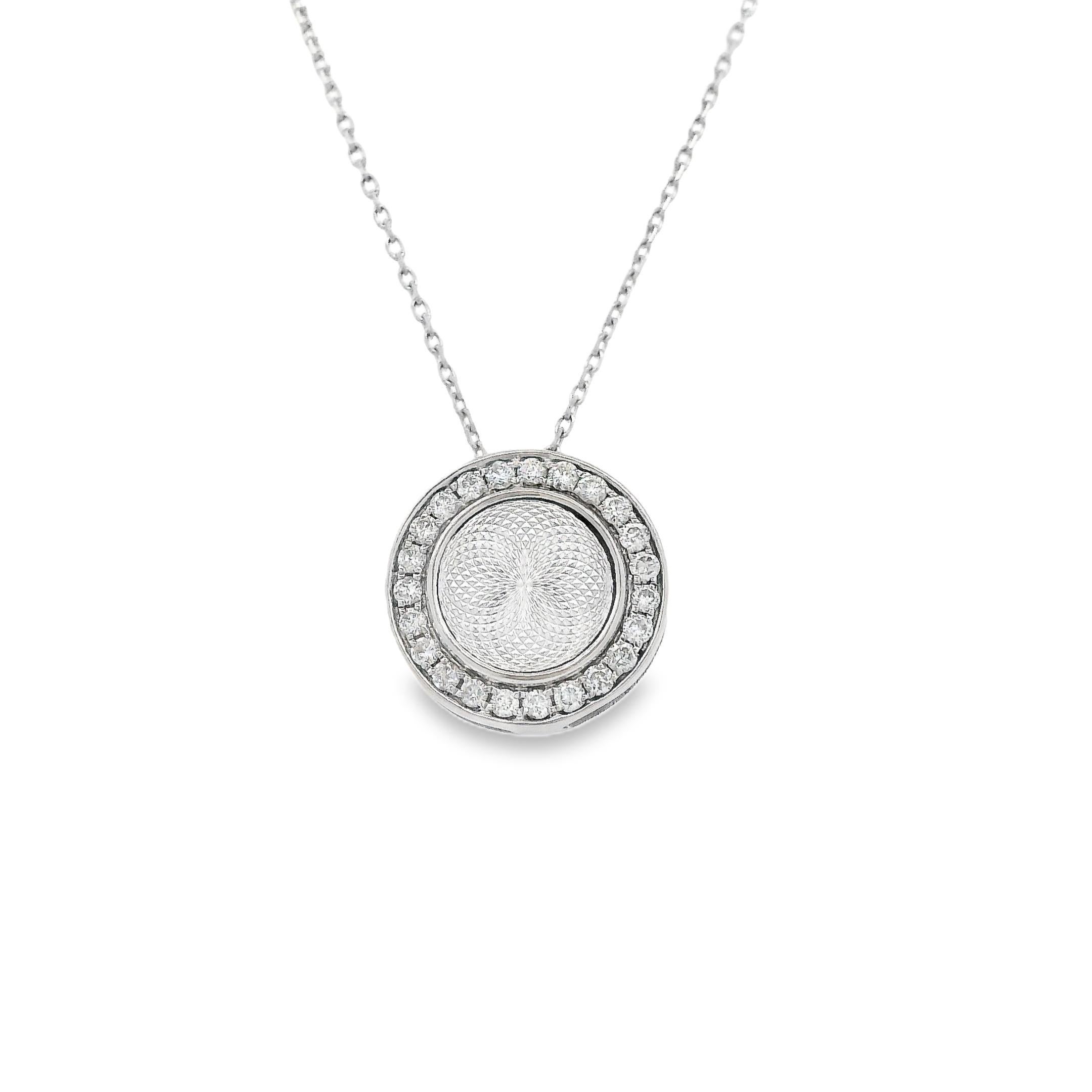 Contemporaneo Collana con diamante naturale e ciondolo rotondo in oro bianco in vendita