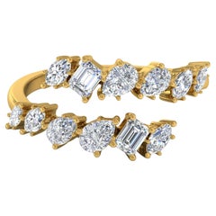 Natural Diamond Wrap Ring, 1.20 Carats, Mixed-Cut Diamonds, 18K Yellow Gold
