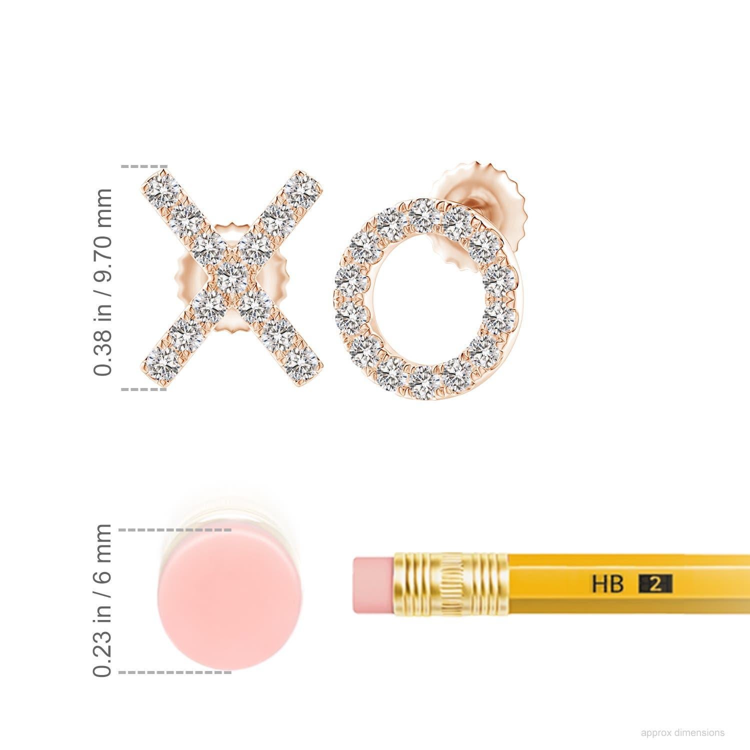 The XO stud earrings designed in 14k rose gold are simply fascinating. Sparkling round diamonds in a U pava setting brilliantly embellish the XO pattern, adding a dazzling touch to these adorable stud earrings.
Diamond is the Birthstone for April