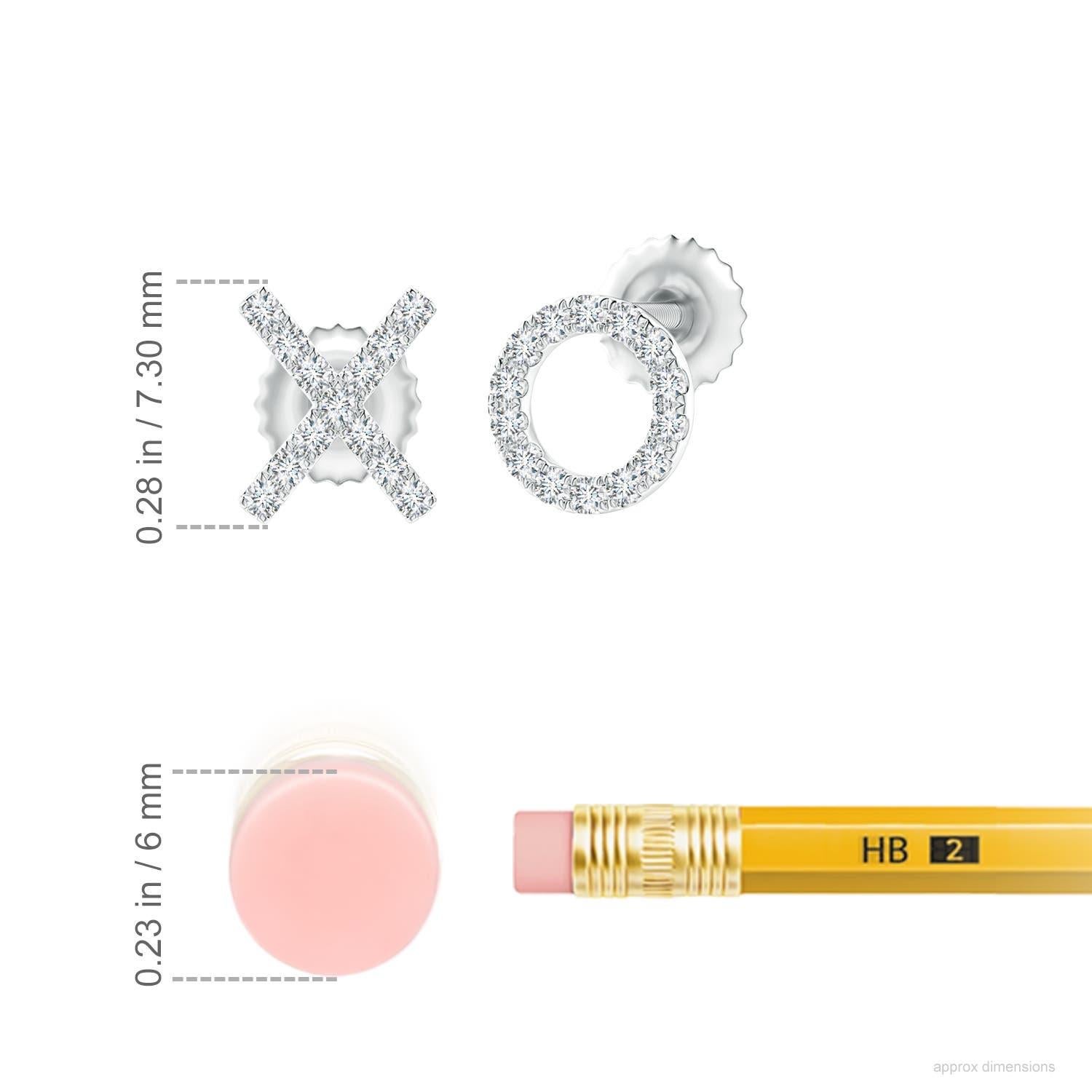 The XO stud earrings designed in 14k white gold are simply fascinating. Sparkling round diamonds in a U pava setting brilliantly embellish the XO pattern, adding a dazzling touch to these adorable stud earrings.
Diamond is the Birthstone for April