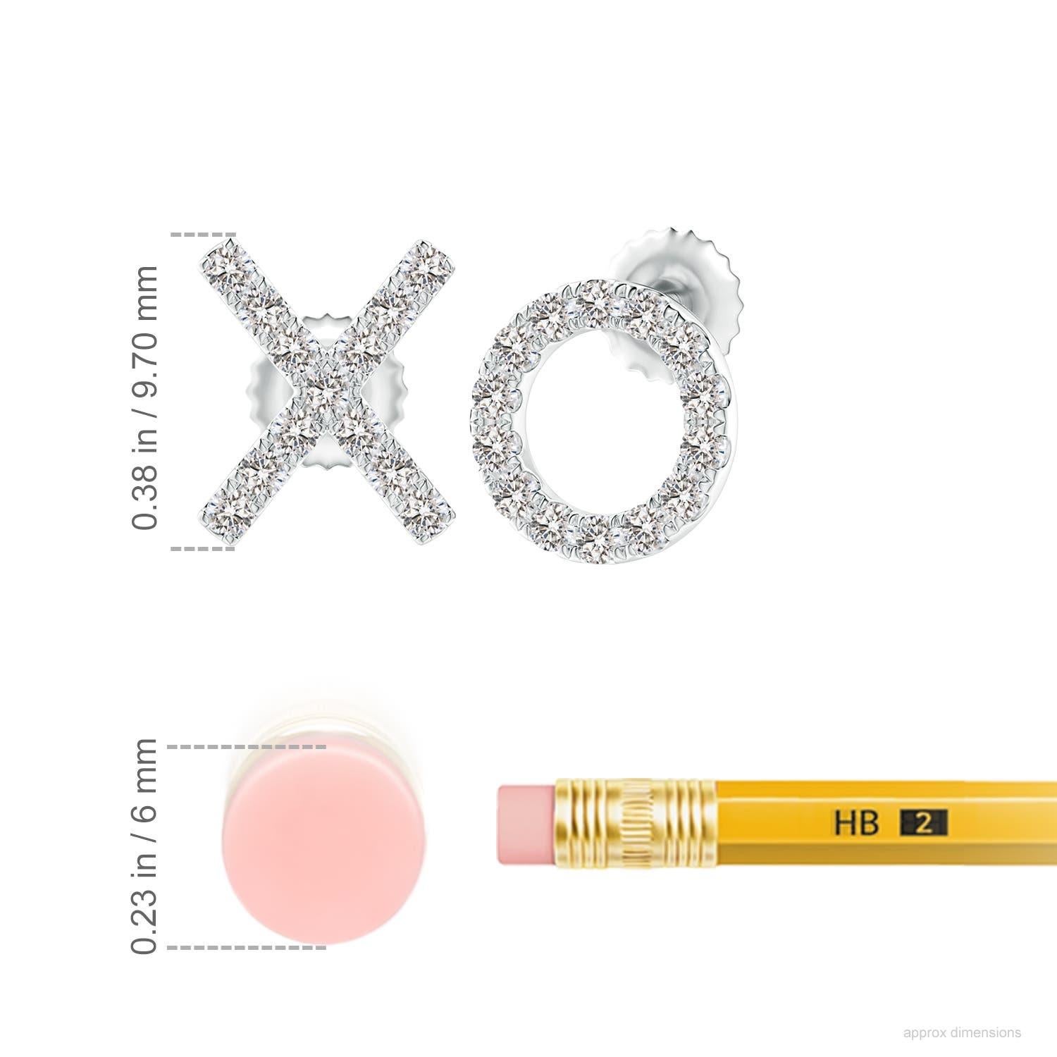 The XO stud earrings designed in 14k white gold are simply fascinating. Sparkling round diamonds in a U pava setting brilliantly embellish the XO pattern, adding a dazzling touch to these adorable stud earrings.
Diamond is the Birthstone for April